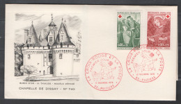 France N° 1661-1662 Oblitérés Sur Enveloppe 1e Jour - Burin D'or H. Thiaude - Croix-Rouge - Chapelle De Disay - 1970-1979