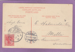 ANSICHTSKARTE AUS CEYLON (RIVER SCENE/ELEPHANT) MIT STEMPEL "DEUTSCHE SEEPOST OST ASIATISCHE HAUPTLINIE). - Tarjetas