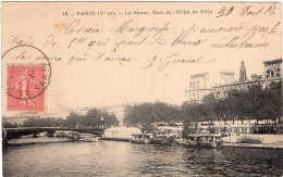 In 6 Languages Read A Story: Paris IVe Arr. La Seine. Port De L'Hôtel De Ville 4th Arrondissement The Seine Of City Hall - Le Anse Della Senna