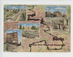 Mur De Berlin, Zerrissen Durch Mauer Und Stacheldrcht - Plan Multivues Cp Vierge N°2119 - Berlin Wall