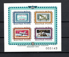 Hungary 1974 Space, Aerophila 74 Budapest, Aviation S/s Imperf. MNH -scarce- - Europa