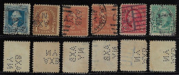 United States 1902/1908 6 Stamp Perfin AXB/NY By American Exchange Pacific National Bank from New York Lochung Perfore - Zähnungen (Perfins)