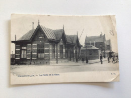 Carte Postale Ancienne (1906) Blankenberghe La Poste Et La Gare - Blankenberge