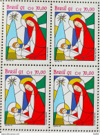 C 1765 Brazil Stamp Christmas Religion Jesus Our Lady 1991 Block Of 4 - Ongebruikt