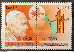 C 1749 Brazil Stamp Eucharistic Congress Pope John Paul II Religion 1991 Leve Mancha - Nuevos