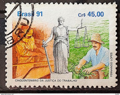 C 1744 Brazil Stamp 50 Years Justicous Work Economy 1991 Circulated 1 - Used Stamps