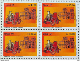 C 1741 Brazil Stamp Firefighter Body Military Carriage 1991 Block Of 4 - Ongebruikt