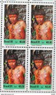 C 1734 Brazil Stamp Indian Yanomami Indian Culture 1991 Block Of 4 - Neufs