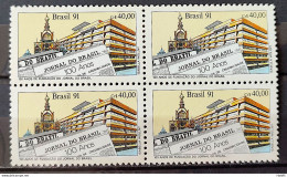 C 1733 Brazil Stamp 100 Years From Jornal Do Brasil Journalism 1991 Block Of 4 - Ungebraucht