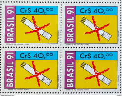 C 1730 Brazil Stamp Fighting Drugs Health Cigarette 1991 Block Of 4 - Unused Stamps