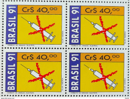 C 1732 Brazil Stamp Fighting Drugs Health Drug Syringe 1991 Block Of 4 - Neufs