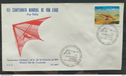 Brazil Envelope FDC PVT FIL 006 1991 Wing Delta Free Flight Airplane CBC MG - FDC