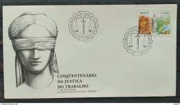 Brazil Envelope FDC FDC 537 1991 JUSTICE OF WORK LAW Hat CBC DF - FDC