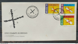 Brazil Envelope FDC FDC 530 1991 Combat Drugs Cigarette Alcohol Health Cbc Df - FDC