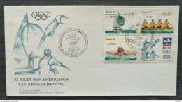 Brazil Envelope FDC FDC 529 1991 Pan American Games Candle Remo Natation Cuba CBC DF - FDC