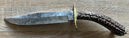 Ancienne Dague De Chasse Manche En Bois De Cerf - Knives/Swords