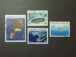 POLYNESIE FRANCAISE, Années 1981-92,  YT N° 173-186-187 + 405 Oblitérés, ILE TAHITI, ATOLL TUPAI, MOTU - Usados