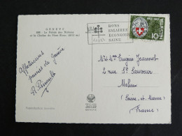 SUISSE SCHWEIZ SWITZERLAND HELVETIA AVEC YT 706 CLUB ALPIN - GENEVE PALAIS DES NATIONS CHAINE DU MONT BLANC - Covers & Documents