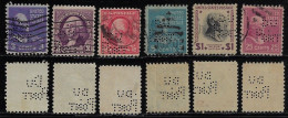 USA United States 1902/1949 6 Stamp Perfin DU/./PONT By E.I. Du Pont De Nemours & Company Incorporated Lochung Perfore - Zähnungen (Perfins)