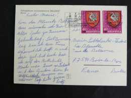 SUISSE SCHWEIZ SWITZERLAND HELVETIA AVEC YT 1073 PRO JUVENTUTE ARMOIRIES GRUYERES - BALGRIST - Cartas & Documentos