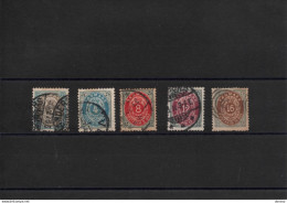 DANEMARK 1875 Yvert 22-26 Dentelé 12 1/2 Oblitéré, Cote : 17 Euros - Used Stamps