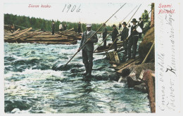 Rafting Of Logs, Siuron Kosku, Siuronkoski  Finland 1905 Used Postcard. Publisher Isak Julin, Tampere - Finnland