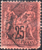 FRANCIA, FRANCE, TIPO “SAGE”, 25 C., 1878, FRANCOBOLLI USATI Yt:FR 91, Mi:FR 74, Scott:FR 93 - 1876-1878 Sage (Type I)