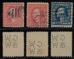 USA United States 1914/1918 3 Stamp Perfin GW/&W By Gaston Williams & Wigmore Incorporated From New York Lochung Perfore - Zähnungen (Perfins)