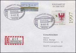 Sonder-R-Zettel Hochwasserhilfe MiF 1941 R-FDC ESSt Frankfurt/Oder 19.8.1997 - R- & V- Vignetten