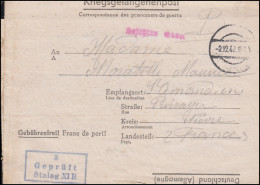 Kriegsgefangenenpost Stalag XI B, Tarnstempel 2.12.1942, Nach Frankreich - Feldpost 2e Guerre Mondiale