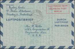 Luftpostfaltbrief LF 1 II Zu 100 Pf. Doppellinien BERLIN-NIKOLASSEE 27.2.1949 - Autres & Non Classés
