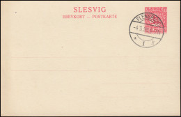 Schleswig Postkarte P 2 SLESVIG 10 Pf. Gefälligkeitsstempel FLENSBURG 4.3.1920 - Schleswig