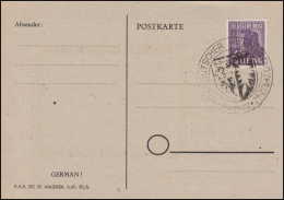 Sonderkarte Flensburger Briefmarkenausstellung Pass. SSt FLENSBURG 25.-27.6.1947 - Esposizioni Filateliche