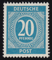 Alliierte Besetzung 924a Ziffer 20 Pf, Grünlichblau/türkisblau, ** - Postfris