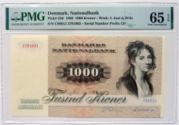 •Q-B• DENMARK 1000 KRONER 1980 • P 53d • PMG 65 GEM UNC • RARE - Danemark