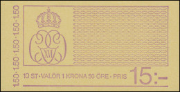 Markenheftchen König Carl XVI. Gustaf 1,50 Kr. 10x 1113D, Mit Formnummer 2, ** - Ohne Zuordnung