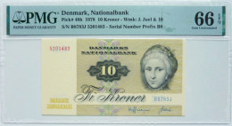 •Q-B• DENMARK 10 KRONER 1978 • P 48 H PREFIX B8 • PMG 66 GEM UNC - Denmark