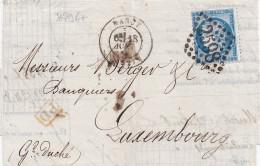 36796# RARE TARIF CERES N° 60 Lettre Obl GC 2598 NANCY 18 Aout 1874 T17 MEURTHE Pour GRAND DUCHE DE LUXEMBOURG - Tariffe Postali