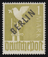 17c Schwarzaufdruck 1 Mark ** Helloliv, Gelbgrüne Fluoreszenz - Unused Stamps