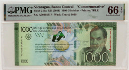 •Q-B• NICARAGUA 1000 CORDOBAS SERIAL A COMMEMORATIVE 2016 •P 216 A • PMG 66 UNC - Nicaragua