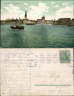Ansichtskarte Düsseldorf Rheinansicht Mit Fähre Und Dampfer 1909  - Duesseldorf