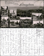 Königstein (Taunus) Panorama, Schloßgasse, Rathaus, Kurhaus, Burg 1960 - Königstein