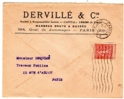 1929  CAD PARIS X Quai Valmy  " DERVILLE & Cie Marbres Bruts & Ouvrés 3 - Brieven En Documenten