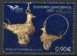 Greece 2021. Scott #2948 (U) Jewelry, Gold Earings - Gebruikt