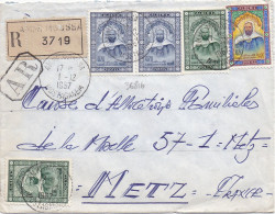 36816# ALGERIE LETTRE RECOMMANDE AR ACCUSE RECEPTION Obl AMMI MOUSSA MOSTAGANEM 1967 Pour METZ MOSELLE - Algeria (1962-...)