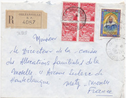 36818# ALGERIE LETTRE RECOMMANDE Obl ORLEANSVILLE ORLEANSVILLE 1967 Pour METZ MOSELLE - Algerien (1962-...)