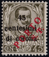 ITALIA TRENTINO-ALTO ADIGE 1919 SEGNATASSE PROVVISORI 45 C. (Sass. BZ3/140) NUOVO INTEGRO - Trente