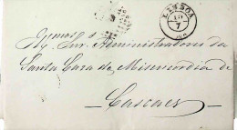1868 Portugal Carta Filatélica D. Luís Fita Curva C/ Carimbo Circular De Data Completa 3.26.04 «LISBOA» - Covers & Documents