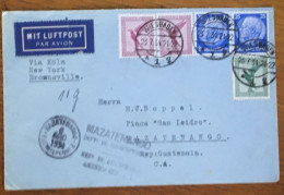 Deutsches Reich, FLUGPOST " VIA KÖLN - NEW YORK - BROWNSVILLE "   Brief " WIESBADEN - GUATEMALA " - Correo Aéreo & Zeppelin