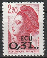 Type Liberté De Delacroix Avec Surcharge Ecu 0,31 Timbre Neuf** 1988 N° 2530 - Ungebraucht